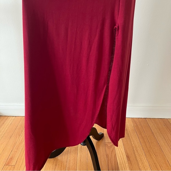 Elegant Burgundy Off-Shoulder Smocked Waist Ruffle Maxi Dress With Pockets Sz S - Picture 6 of 10